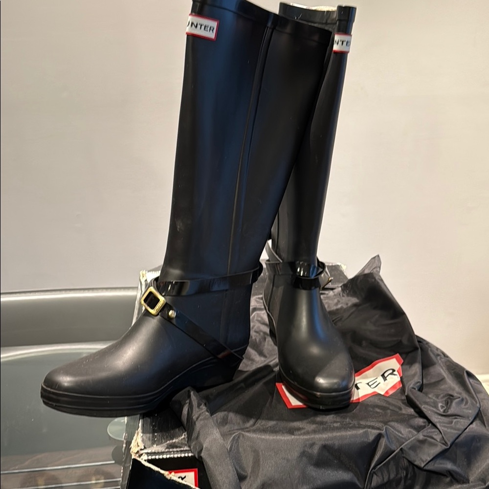 Hunter Black Tall Rain Boots